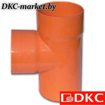 020075 Тройник для двустенных труб, 90 град., полипропилен, д.75мм