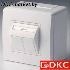 10656 Коробка в сборе с 2 розетками RJ45, кат.5е  (телефон / компьютер), белая