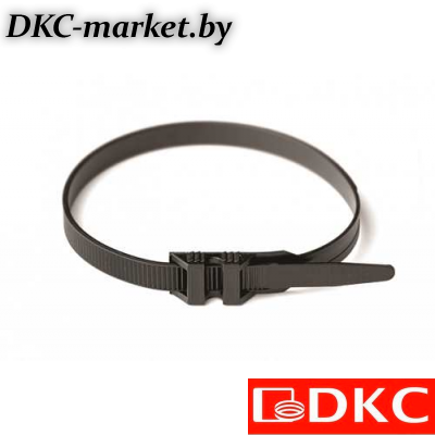 26502 Хомут P6.6 с плоским замком, черный, 9х290