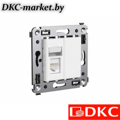 4400463 Компьютерная розетка RJ-45 в стену, кат.5e одинарная, "Avanti", "Белое облако"