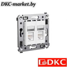 4400464 Компьютерная розетка RJ-45 в стену, кат.5e двойная, "Avanti", "Белое облако"