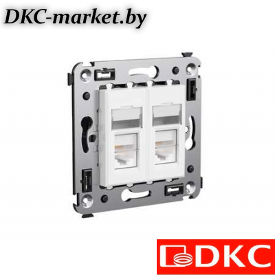 4400464 Компьютерная розетка RJ-45 в стену, кат.5e двойная, "Avanti", "Белое облако"