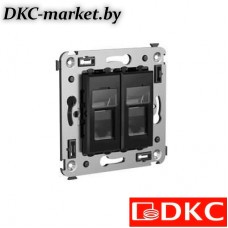 4402314 Телефонная розетка RJ-12 в стену двойная, "Avanti", "Черный квадрат"