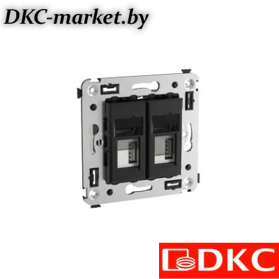 4402543 USB зарядное устройство в стену, "Avanti", "Черный квадрат"