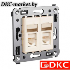 4405294 Компьютерная розетка RJ-45 в стену, кат.6 двойная,"Avanti", "Ванильная дымка"