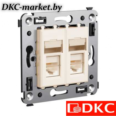 4405314 Телефонная розетка RJ-12 в стену двойная, "Avanti", "Ванильная дымка"