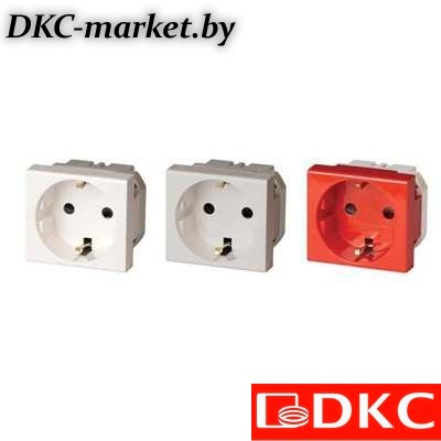 45025 Розетка силовая 2Р+Е, со шторками, «Viva», 2 мод., серая