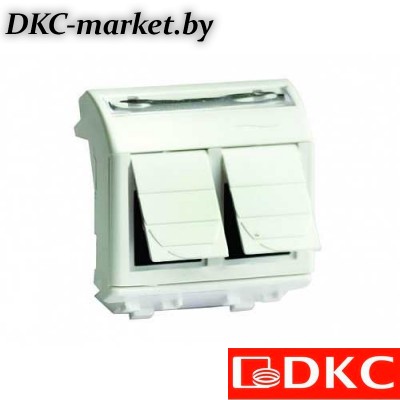 75653S Ком.роз. двойная RJ45 кат.6A, 8P8C, Brava, слон.кость, 2мод