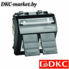 77656N Ком.роз. двойная RJ45 кат.5e, Brava, черн., 2мод