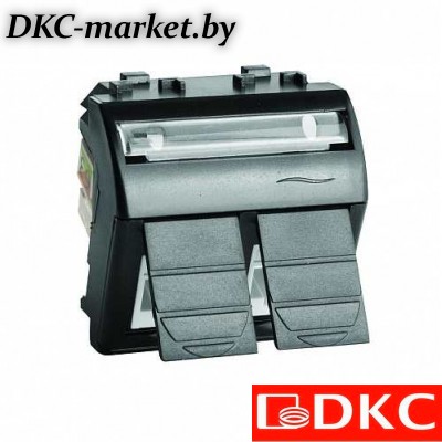 77656N Ком.роз. двойная RJ45 кат.5e, Brava, черн., 2мод