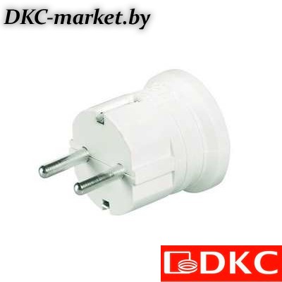 DIS1302063 Вилка кабельная, бытовая с центральным вводом кабеля. Белая. IP20 16А 2P+E 230В