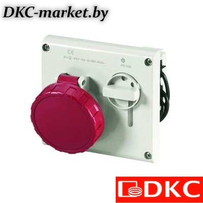DIS4051686 Розетка панельная с механической блокировкой и верхним расположением разъема IP67 16А 3P+E 400В