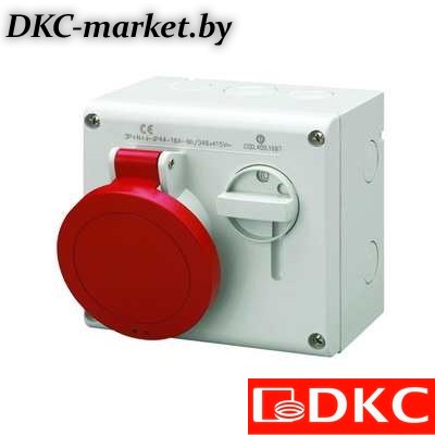 DIS5001686 Розетка настенная с механической блокировкой и верхним расположением разъема IP44 16А 3P+E 400В