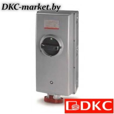 DIS50312586RM Розетка настенная с мех-ой блокировкой, автоматическим выключателем, реле дифференциального тока и боковым расположением разъема IP6
