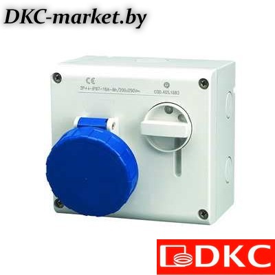 DIS5051683 Розетка настенная с механической блокировкой и верхним расположением разъема IP67 16А 2P+E 230В