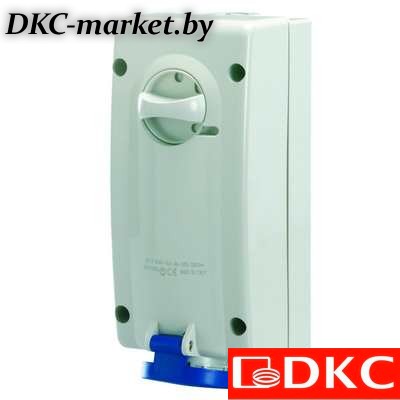 DIS5603283 Розетка настенная с механической блокировкой и боковым расположением разъема IP44 32А 2P+E 230В