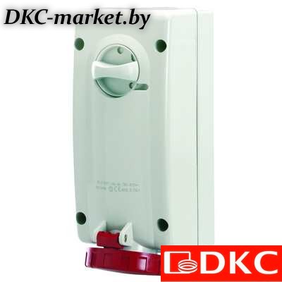 DIS5613286 Розетка настенная с механической блокировкой и боковым расположением разъема IP67 32А 3P+E 400В