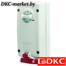 DIS5616383 Розетка настенная с механической блокировкой и боковым расположением разъема IP67 63А 2P+E 230В