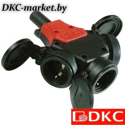 DISS320163 Розетка тройник с откидной  крышкой