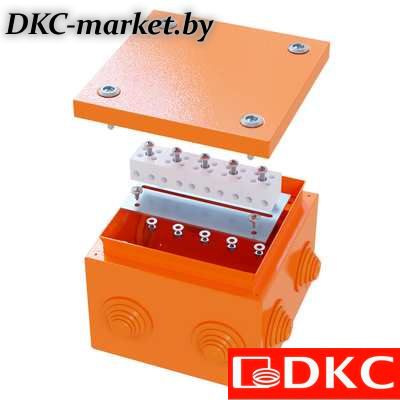 FSB31604 Коробка стальная FS с кабельными вводами и клеммниками,IP55,150х150х80мм,6р, 450V,6A, 4мм.кв.