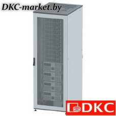 R5IT3866PF Напольный шкаф 38U 600х600 двери стекло/сплошная, укомплектован вводом и заглушками RAL7011/7035