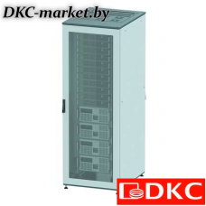 R5IT3888PF Напольный шкаф 38U 800х800 двери перфорированная/перфорированная, укомплектован вводом и заглушками RAL7011/7035