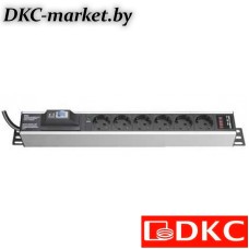 R5VSH6CBCD Блок распределения питания 0U 16A c амперметром и автоматом 1P Вых: 6хSchuko, Вх:SchukoX2,0м